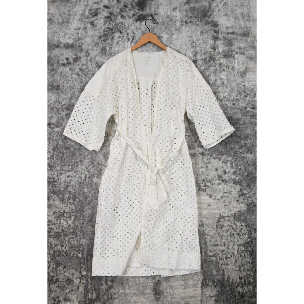 Carbon38 Robe Womens White Eyelet Longline Kimono Cardigan M/L